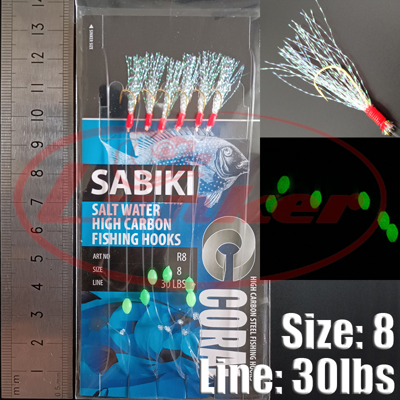 Lunker sabiki kait rig bercaha - Saltwater Fishing Hook ulasan dan harga
