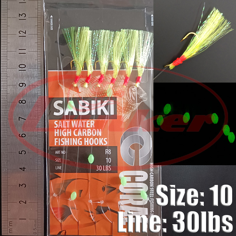 Lunker sabiki kait rig bercaha - Saltwater Fishing Hook ulasan dan harga